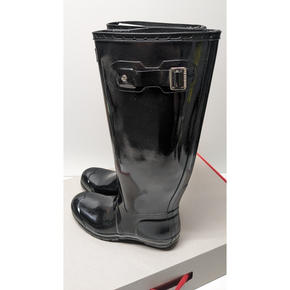Hunter Original Tall Gloss Womens Black Rain Boots Sz 8 - Like NEW - Picture 6 of 8